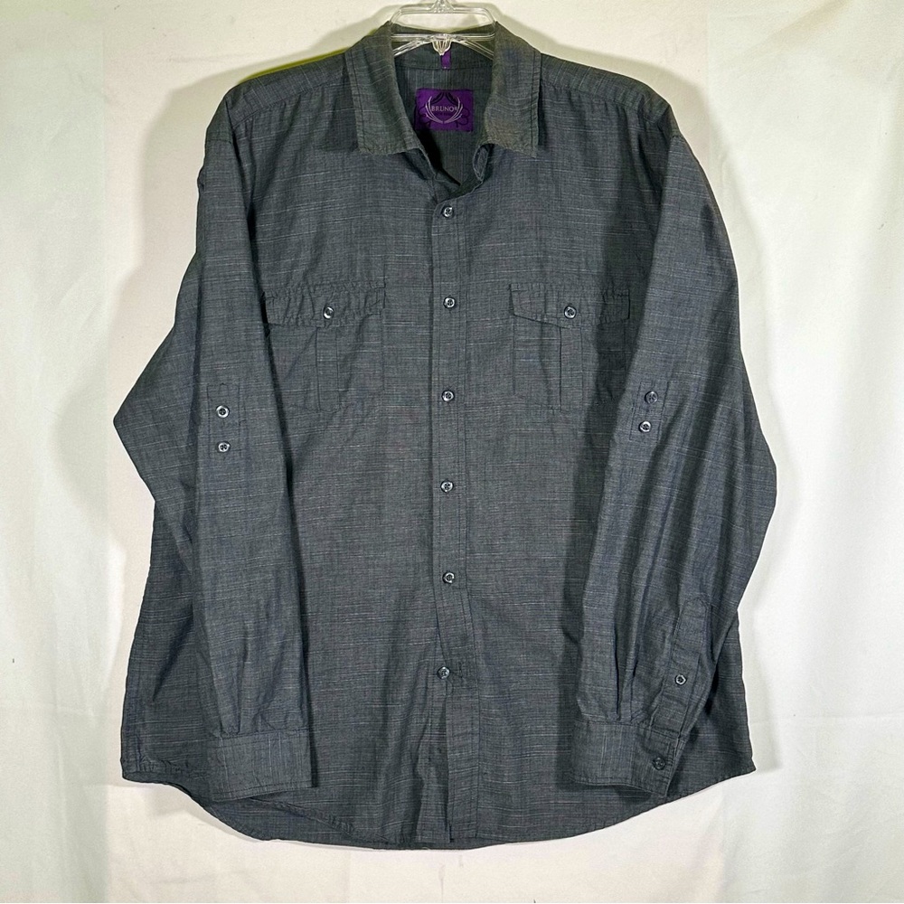 Bruno Button Down Shirt Charcoal Cotton/Polyester Men's‎ XL